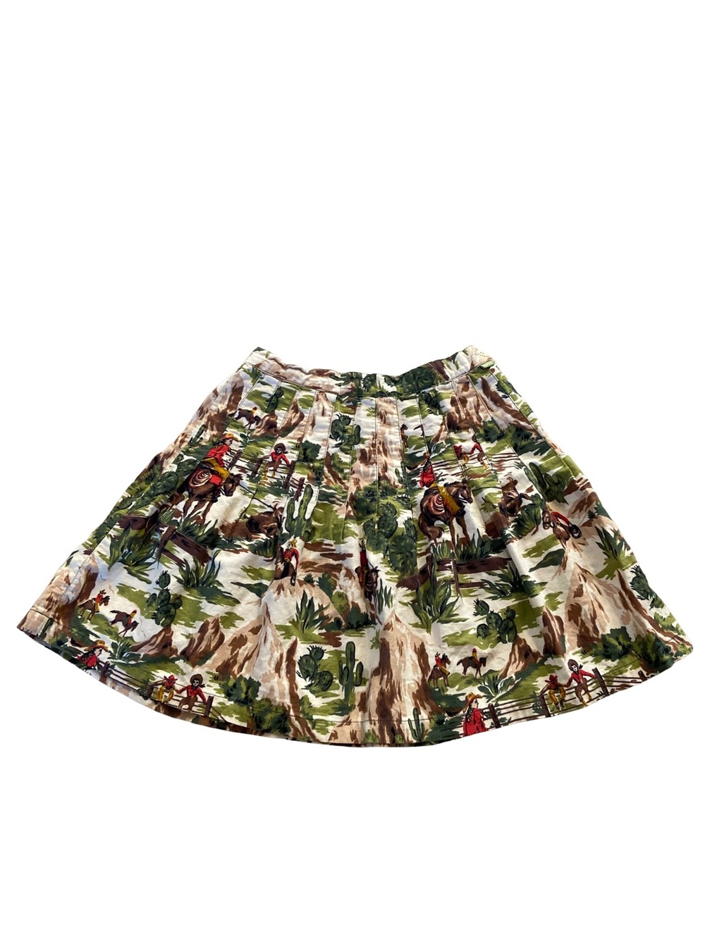 Vintage Espirit Cowboy Western Pleated A-Line Skirt